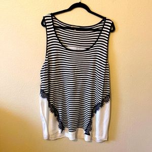 Democracy Black & Ivory White Stripes & Lace